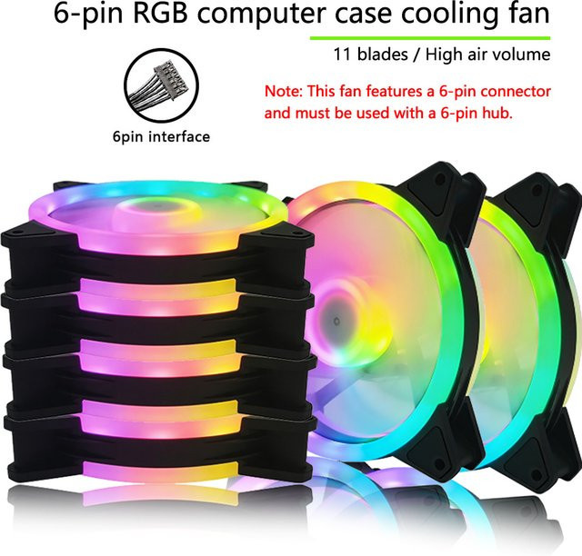 AuyiHomu 6-poliger RGB-Computergehäuselüfter mit 11 Flügeln zur effizienten Wärmeableitung - Bild 1