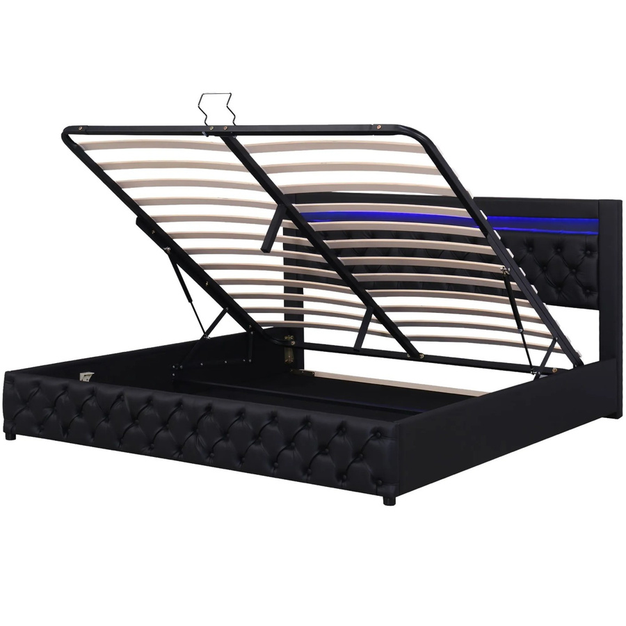 okwish Polsterbett mit LED-Beleuchtung und Lift-up-Funktion in Schwarz, B/T/H: 180 x 200 x 48 cm - Bild 2