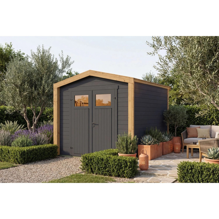 Weka Gartenhaus Killarney Satteldach in Anthrazit-Schwarz B/T/H: 261 x 250 x 241 cm - Bild 2