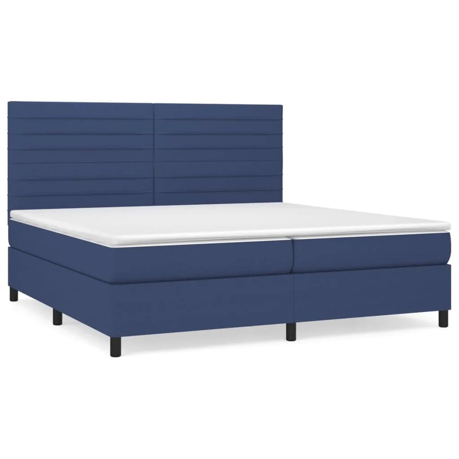 vidaXL Boxspringbett Hybrid mit Matratze und Taschenfedern, Blau, B/T: 200 x 200 cm - Bild 2