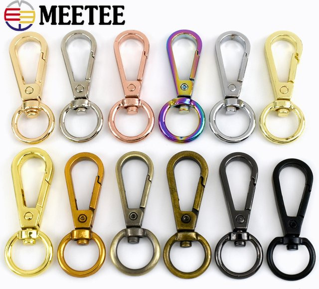 Meetee Metallschnalle aus Stahl für Taschenriemen und Gurtband-Hardware, 13mm Drehverschluss mit Karabiner und Federclip in Multicolour - Bild 1