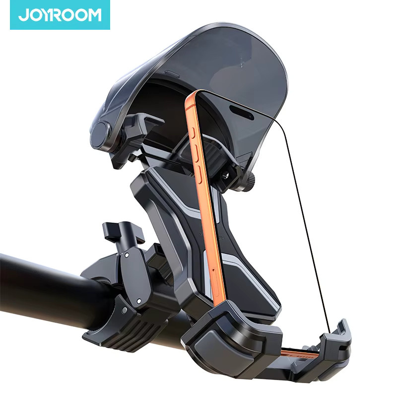 Joyroom Universeller Fahrrad-Handyhalter mit Sonnenschutz für iPhone und Samsung, MTB-Bike-Motorrad-Ständer, Schwarz - Bild 7