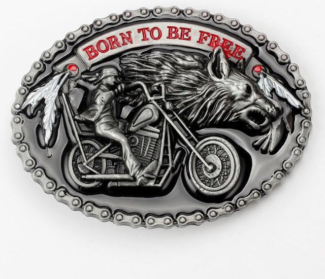 Gürtelschnalle Binchi Keji Travel, Motorrad Lokomotive, Herren, grün - Bild 1