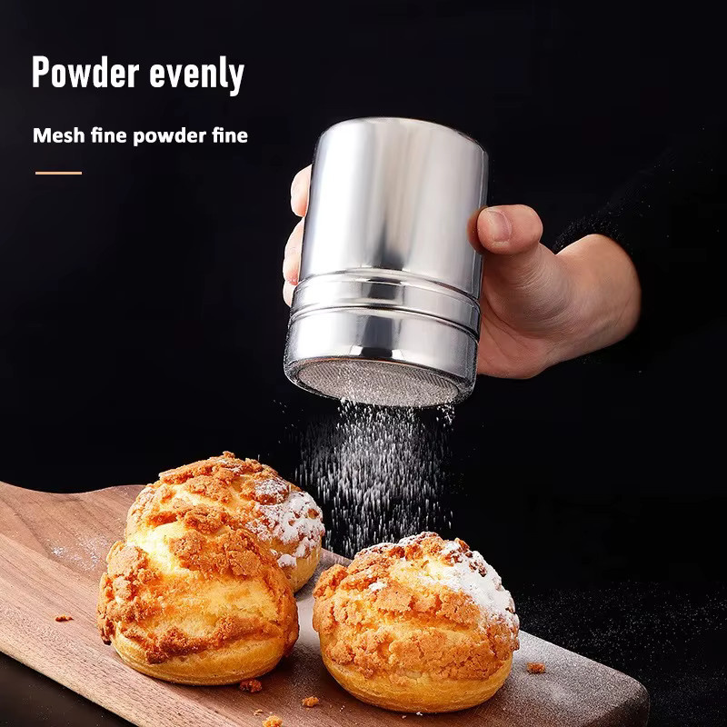 Edelstahl Schokoladen-Shaker und 16er Set Kaffee-Schablonen in Silber für Kakao, Mehl und Kaffee - Bild 6