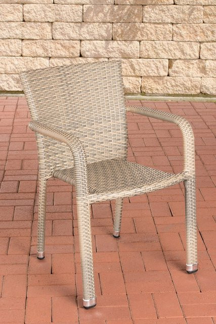 TPFGarden Polyrattan Stuhl Lenni in Beige, stapelbar und wetterfest - Bild 1