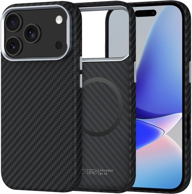 Tech-Protect MagSafe Hülle Ion Carbon für Apple iPhone 17 Pro, Schwarz - Bild 1