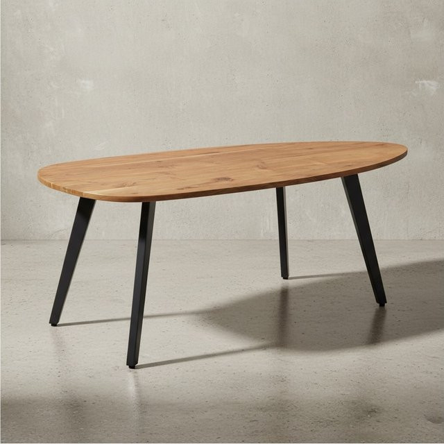 KADIMA DESIGN Couchtisch aus Akazie Massivholz in Braun mit modernen Metallbeinen, B/T/H: 110 x 60 x 45 cm - Bild 1