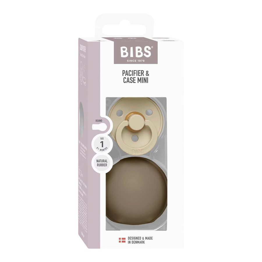BIBS Schnuller Set mit Schnullerbox für 0-6 Monate in Beige und Braun aus Naturkautschuk und Polypropylen - Bild 2