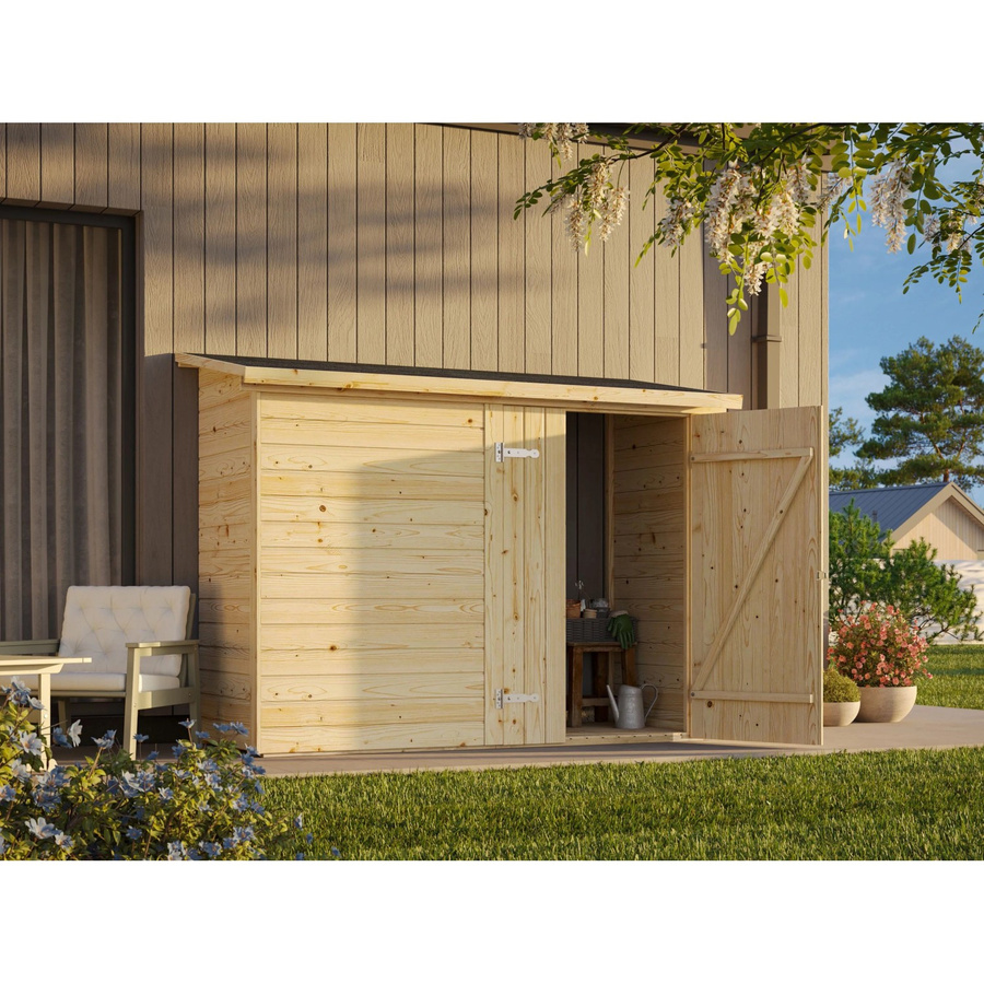 Palmako Elementhaus Leif Gartenhaus aus Fichtenholz mit Pultdach in Braun B/H/T: 254 x 189 x 95 cm - Bild 2