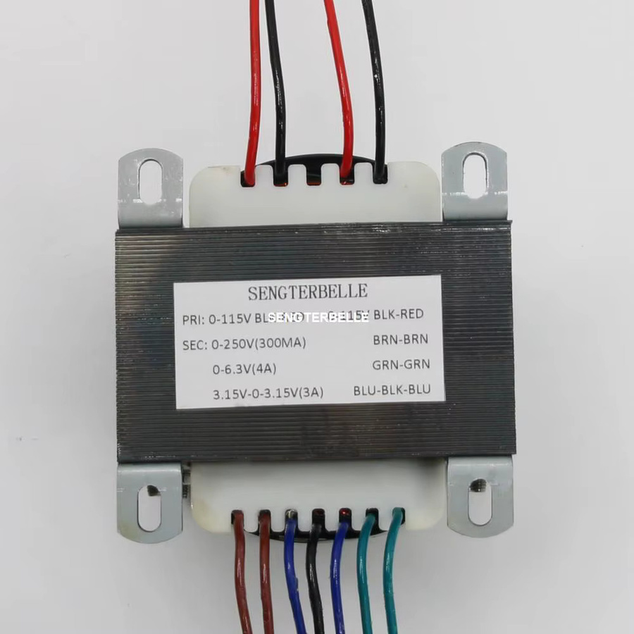 SENGTERBELLE Audio Netzteil Transformator 130VA 0-250V 0-6,3V 3,15V-0-3,15V in Schwarz für EL84 / 6V6 Röhrenverstärker - Bild 2