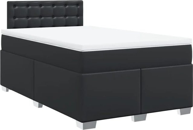 vidaXL Boxspringbett mit Matratze in Schwarz aus Kunstleder, Hybridbett mit Taschenfederkern, B/T: 120 x 200 cm - Bild 1