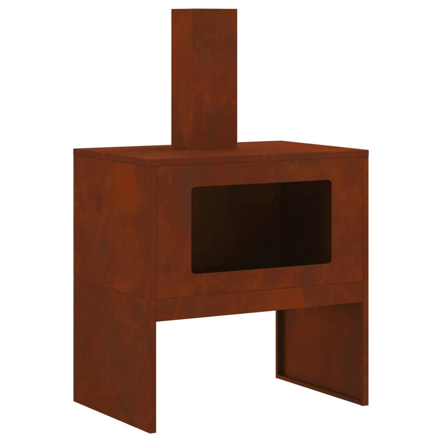 vidaXL Feuerstelle Chiminea aus wetterfestem Stahl in Braun mit Schornstein, B/T/H: 60 x 40 x 96 cm - Bild 2