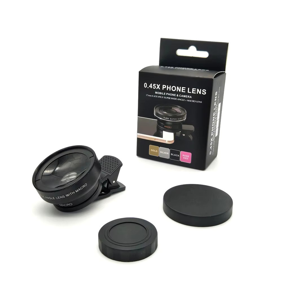 OBKEY 2-in-1 Smartphone-Objektiv Set mit 0,45x Superweitwinkel und Makroobjektiv inklusive 37 mm Clip für iPhone 14 13 15 Huawei und Xiaomi in Schwarz oder Pink - Bild 6