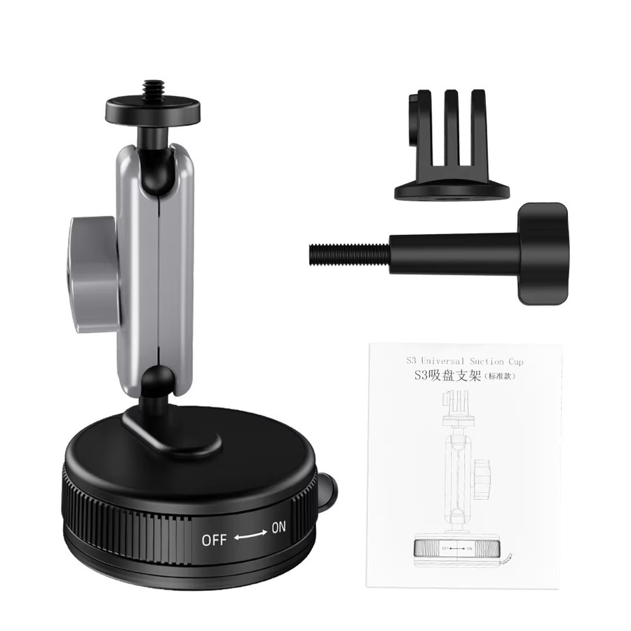 Flymile Saugnapf Kamerahalterung mit Kugelkopf in Schwarz für DJI OSMO Action 6, Action 5 Pro, Nano, Insta360 X5 und Pocket 3 Zubehör - Bild 7
