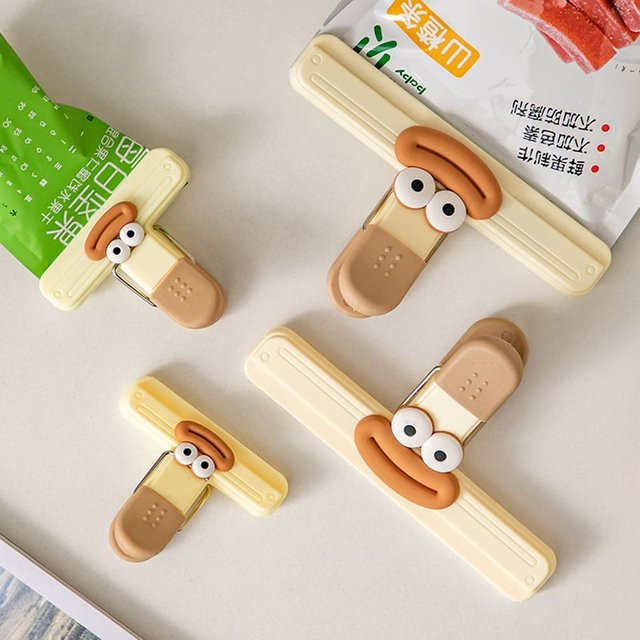 3er-Set Versiegelungsklammern aus Kunststoff für Lebensmittel und Snacks in Beige und Multicolour - Bild 1
