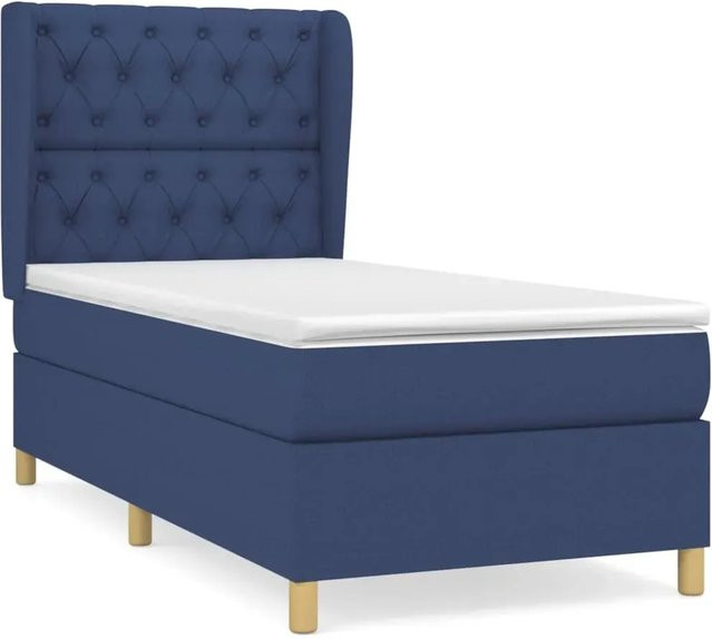 vidaXL Boxspringbett mit Matratze Blau Stoff B/T/H: 80 x 200 x 118 cm - Bild 1