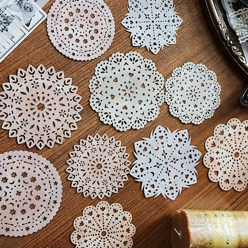 10 Stück Spitzeneffekt Bastelpapier in Weiß für Scrapbooking, Collagen und DIY-Dekorationen - Bild 3