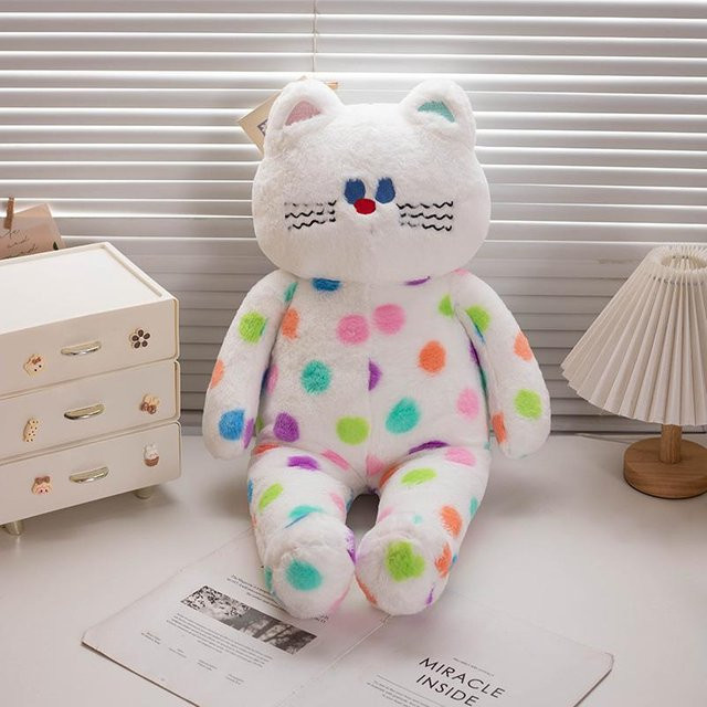 GDzaccly Punkt Katze Stofftier Plüsch, Grau, 35cm - Bild 1
