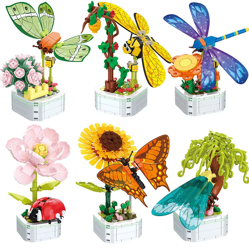 hairun Mini-Rosen-Schmetterlings-Topfpflanze Bonsai-Blumenblock, Lernspielzeug - Bild 1