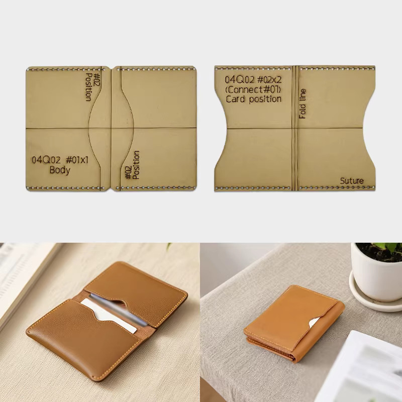 YOMDID DIY Lederwaren Vorlage Set für Mini Brieftaschen aus Kraftpapier, 2er-Set - Bild 3