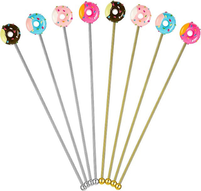 SUNFILI Donut-Cocktail-Löffel aus Edelstahl, Mehrfarbig, Länge: 20,3 cm - Bild 1