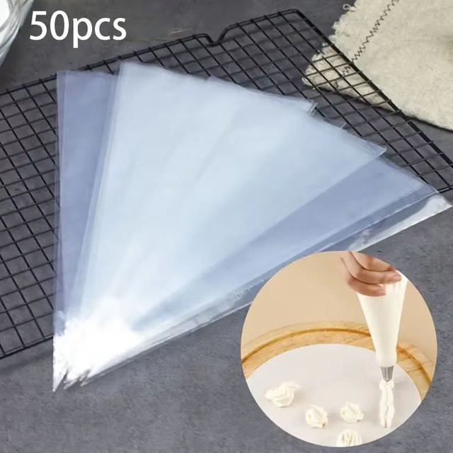 50 Stück XMSJ Einweg-Spritzbeutel aus transparentem Kunststoff zum Dekorieren von Kuchen und Cupcakes - Bild 1