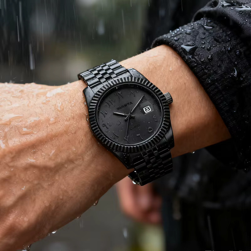 SUNKTA Armbanduhr, Quarz, Edelstahl, Schwarz, Herren - Bild 5