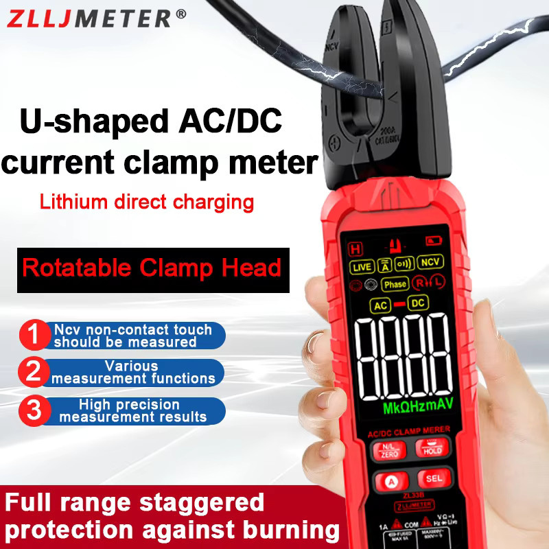 SNAKOL Digitalmultimeter DC AC Stromzangenmessgerät mit 6000 Zählungen und rotierendem Zangenkopf, Rot - Bild 2