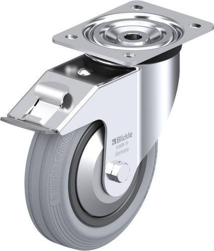 Blickle Lenkrolle L-VPP 180R-FI-SG-FA mit Feststeller in Schwarz-Silber, Rad-Durchmesser: 18 cm, Tragfähigkeit: 170 kg - Bild 1