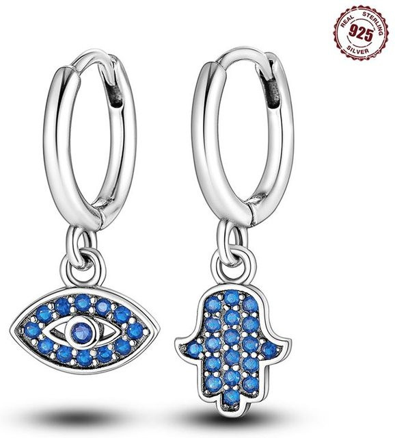 Creolen 925 Silber, Zirkonia, bunt, quadratisch, Damen - Bild 1