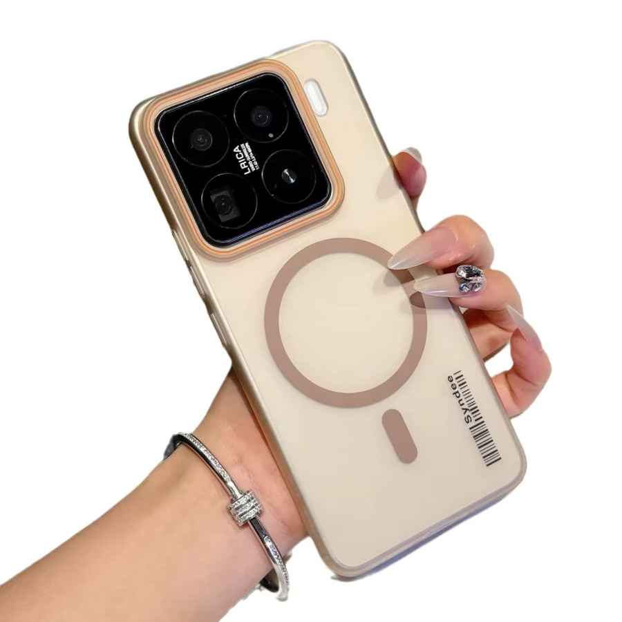 Transparente magnetische Schutzhülle für Xiaomi 15 14 13 Pro 15T 15T Pro, stoßfeste matte Handyhülle aus hartem PC in Orange - Bild 2
