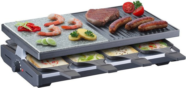 Steba Raclette RC 58 in Schwarz/Chrom mit Natursteinplatte und einstellbarem Thermostat - Bild 1