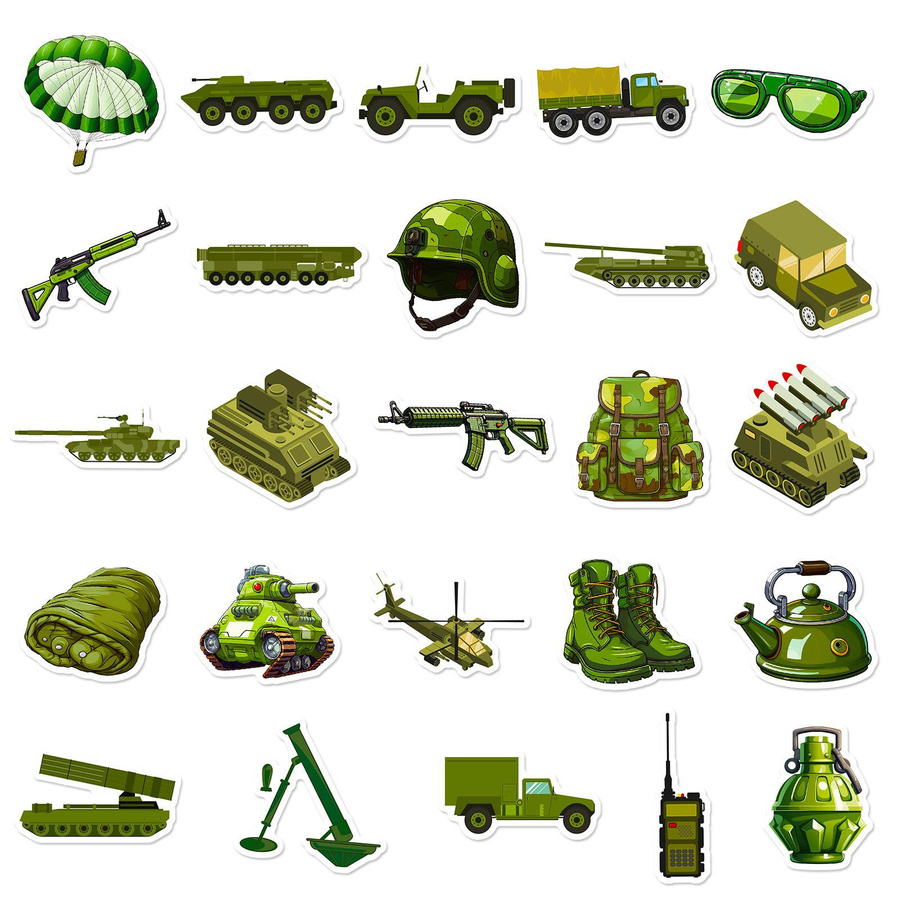 50 wasserfeste Militärpanzer Aufkleber für Laptop und Koffer, personalisierbare DIY Sticker in Multicolour - Bild 2