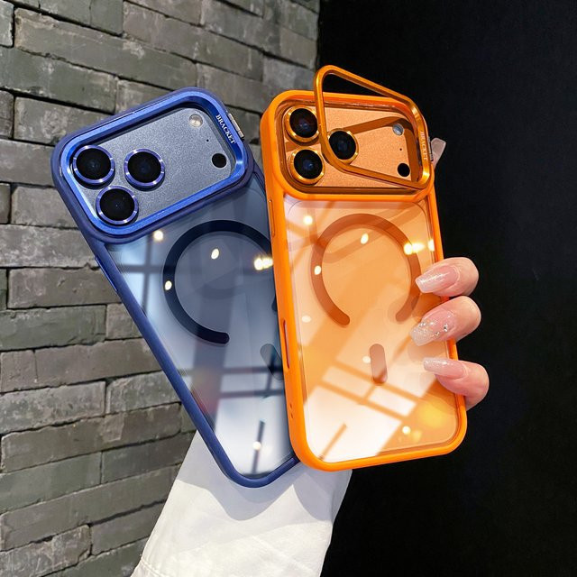 Dolob Magnetische transparente Handyhülle für iPhone 17 16 Pro Max Plus mit Linsenhalter und Anti-Drop-Schutz in Blau - Bild 1