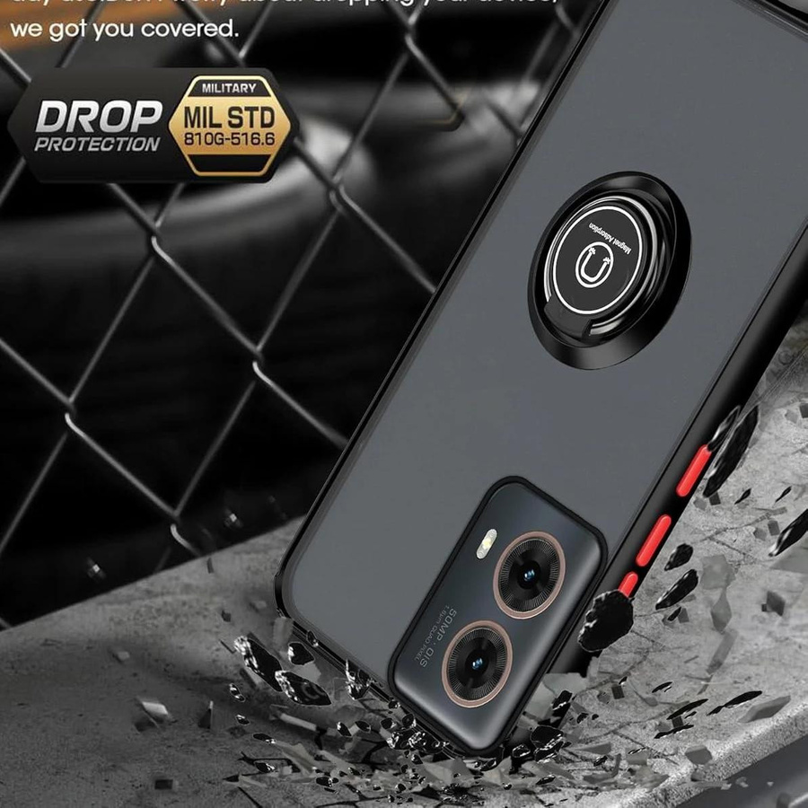 Armor Matte Schutzhülle für Motorola Moto G-Serie mit Ringhalter, stoßfestes Cover in Schwarz und Transparent - Bild 3