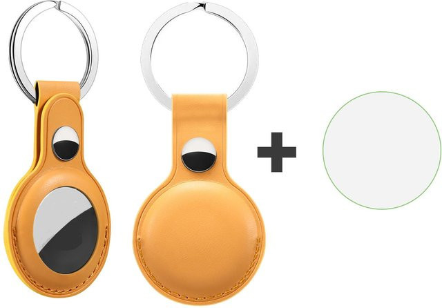 Luxuriöse Leder-Schutzhülle für Apple AirTag inklusive weicher Schutzfolie in Orange - Bild 1