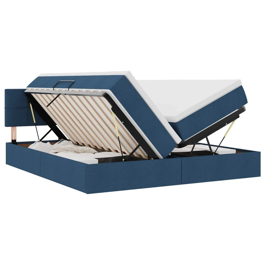 vidaXL Bett mit Kopfteil und LED-Lichtleisten in Blau, B/T: 180 x 200 cm - Bild 2