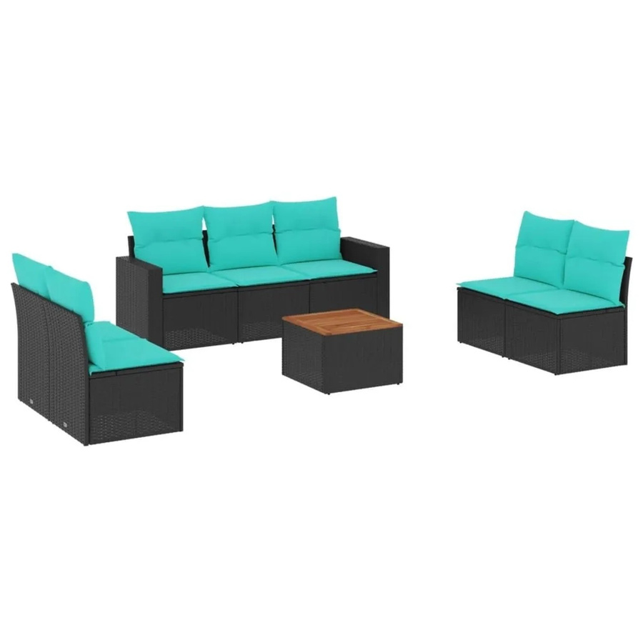 vidaXL 8-teilige Garten-Sofagarnitur aus Poly-Rattan in Schwarz mit Kissen und Stauraum - Bild 2