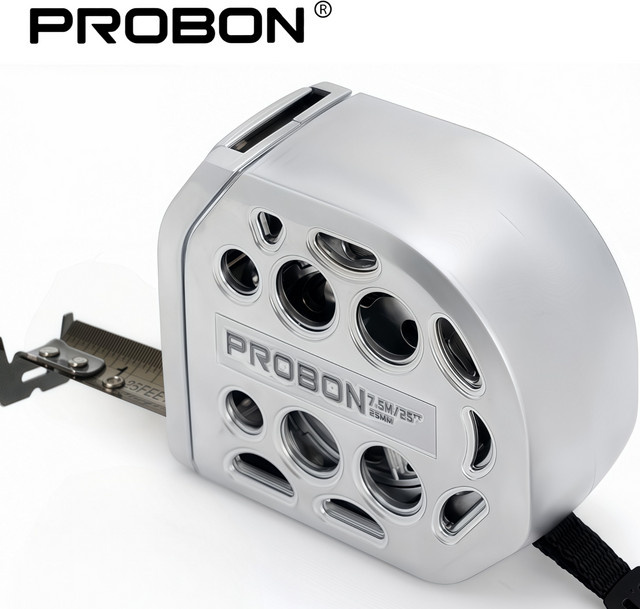 PROBON Automatisches Maßband mit Verriegelung und magnetischer Basis, silbernes Metallgehäuse, abwaschbar und stoßfest - Bild 1