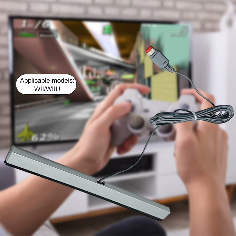 Nintendo Bewegungssensorleiste für Wii und Wii U, kabelgebundener IR-Signalstrahlleiste Ersatz, Schwarz - Bild 5