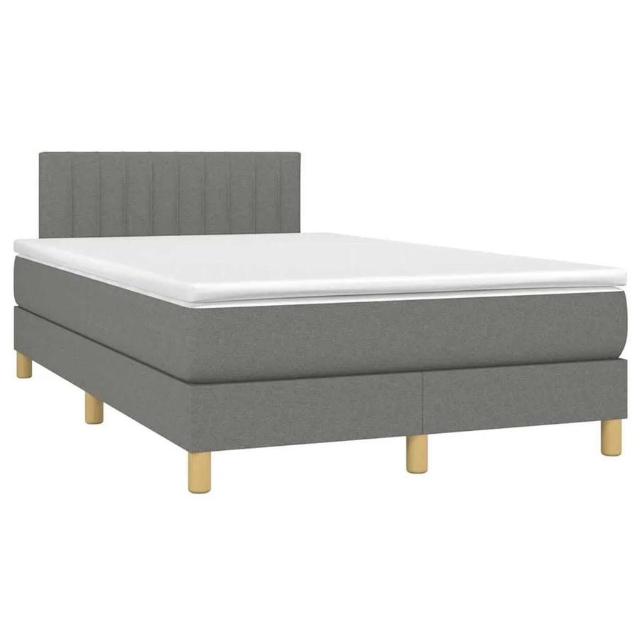 vidaXL Boxspringbett mit Matratze und LED-Unterbettbeleuchtung in Dunkelgrau, Hybrid-Bett mit USB-Ladeport und Taschenfederkern, B/T: 120 x 190 cm - Bild 2