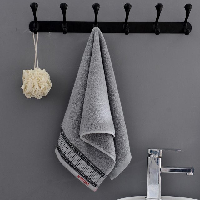 Punktband Handtuch aus reiner Baumwolle für Erwachsene in Grau oder Beige, B/H: 34 x 74 cm - Bild 1