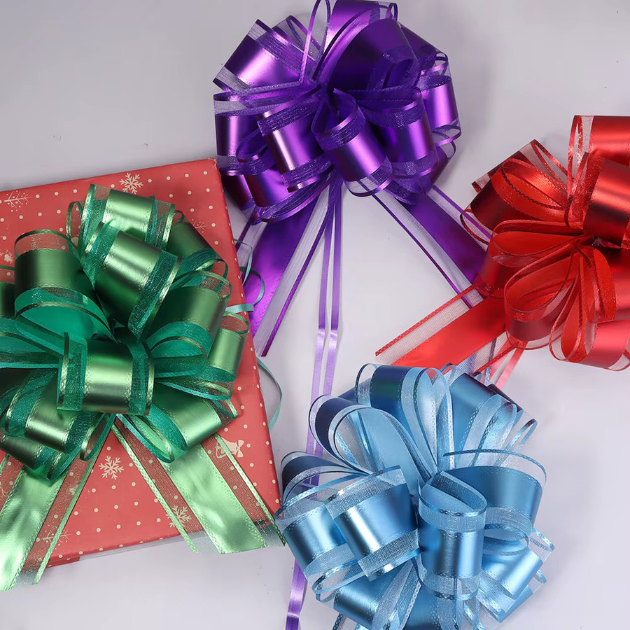 2er-Set Louleur Schnee Garn Hand Ziehen Blumen Bänder in Bunt und Hellgrün für Hochzeits-, Weihnachts- und Partydekoration sowie Geschenkverpackungen - Bild 4