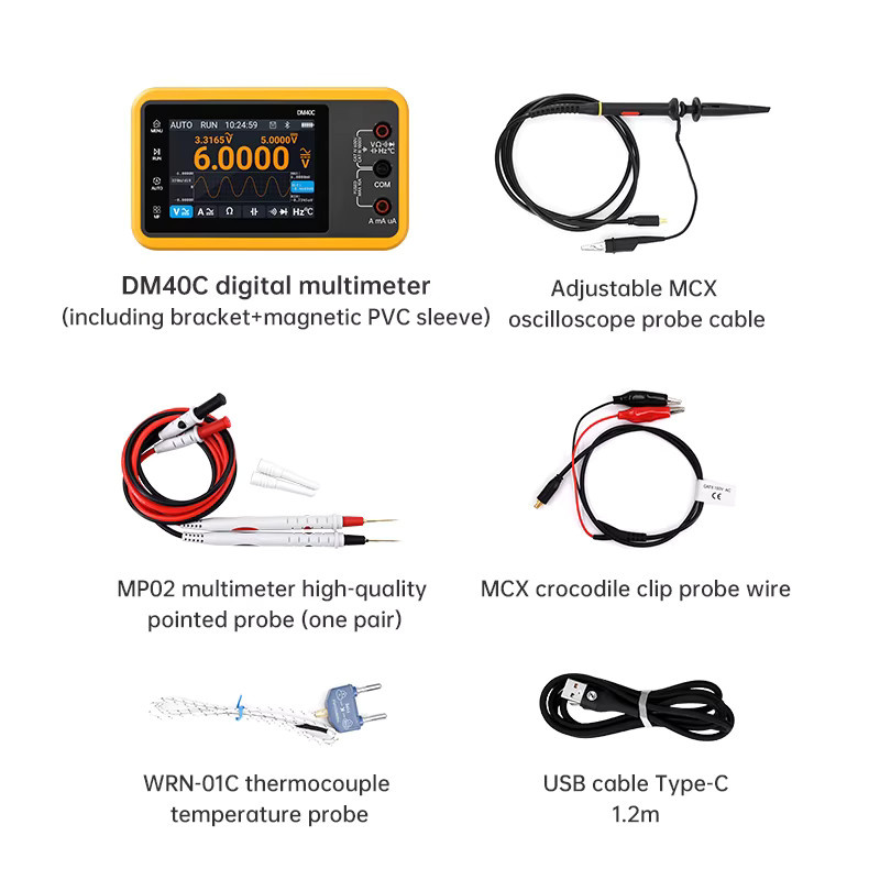 ALIENTEK DM40 3-in-1 Digitales Multimeter Oszilloskop und Signalgenerator mit 50M Abtastrate in Gelb - Bild 5