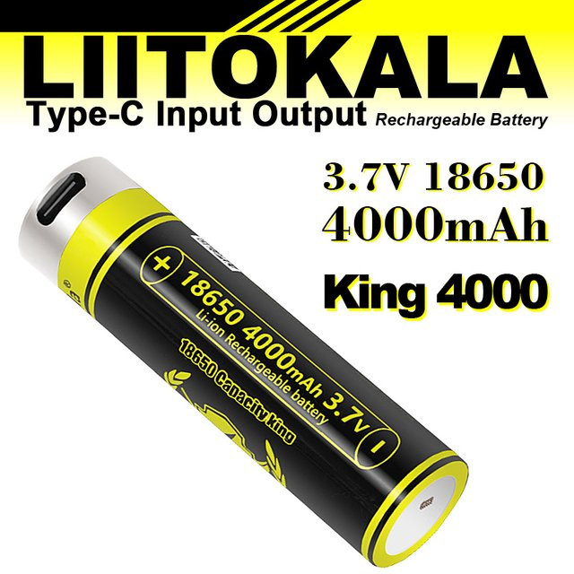 LiitoKala KING4000 wiederaufladbare 18650 Lithium-USB-Batterie mit Typ-C-Anschluss, 4000 mAh, 3,7 V - Bild 1