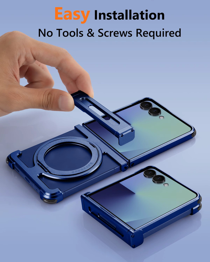 Eary Rahmenlose Metall-Handyhülle mit 360 Grad drehbarem magnetischem Ständer für Samsung Galaxy Z Flip 7 und Z Flip 6 - Bild 4