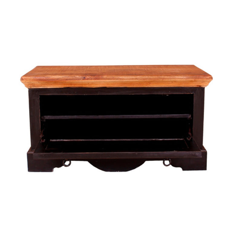 SIT Schuhschrank CORSICA aus Mangoholz und MDF, 1-türig, Schwarz/Braun, B/T/H: 40 x 22 x 85 cm - Bild 2