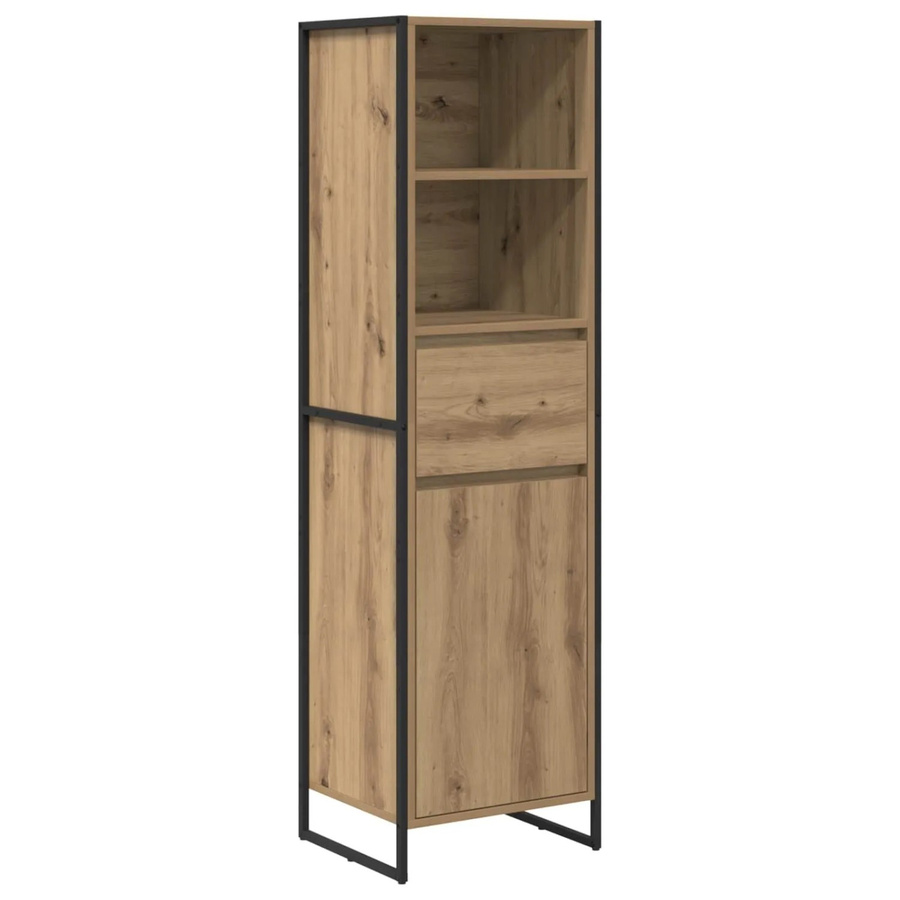 vidaXL Bücherregal im industriellen Design aus Holzwerkstoff und Stahl, Farbe Eiche/Braun, B/T/H: 43 x 36 x 150,5 cm - Bild 2