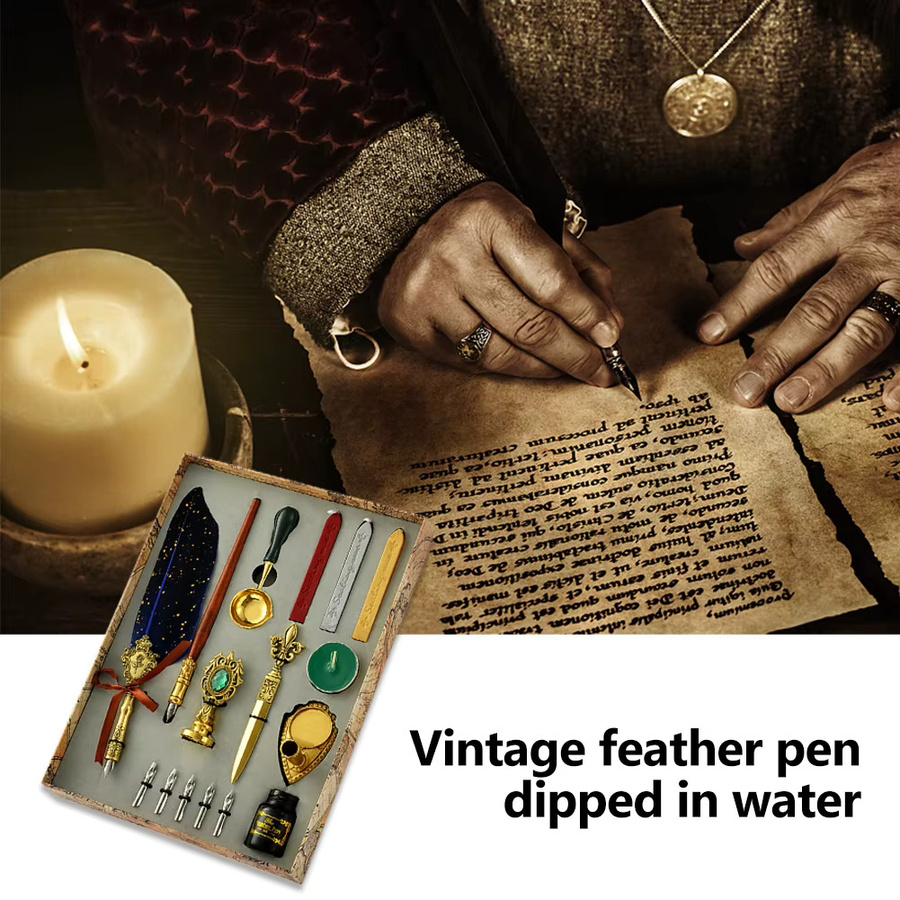 ALLOYSEED Retro Kalligrafie-Stift-Set mit Wachs und Feder-Dip-Füllfederhalter in Mehrfarbig - Bild 4