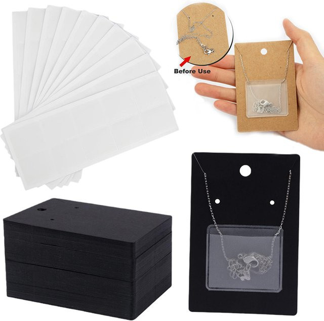 Aclovex 20 Sets Schmuckverpackung für DIY-Halsketten und Armbänder mit Display-Karten, selbstklebenden Haltern und Kunststoffbeuteln aus Papier und Kunststoff - Bild 1